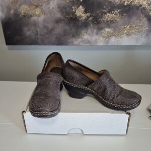 Softspots Embossed Brown Mules